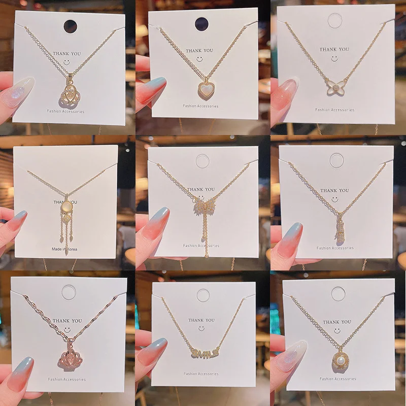 

Japanese and Korean fashion niche design sense titanium steel necklace women's series geometric network fashion temperament