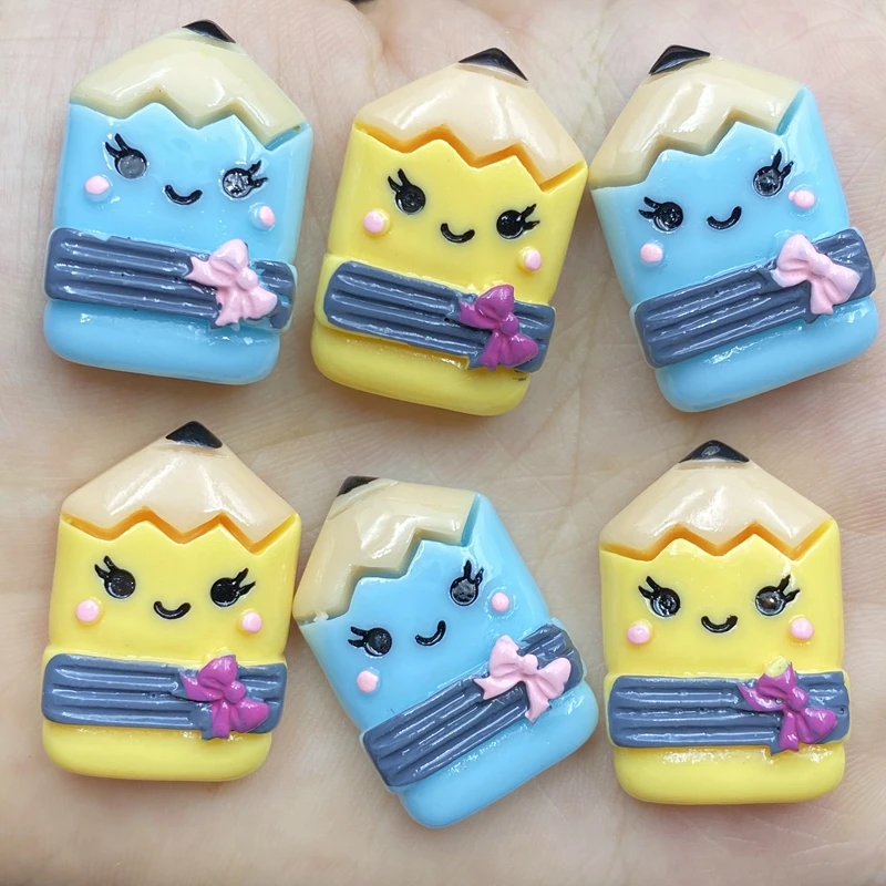 

Карандаш для волос kawaii, 7 шт./лот, ручная роспись, карандаш из смолы, кабошоны с плоской задней поверхностью для создания бантов, декор для скр...