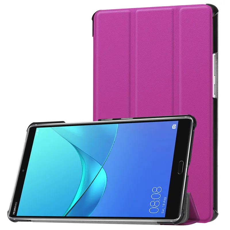 Чехол для планшета s для huawei MediaPad M5 8,", чехол с подставкой, Магнитный смарт-чехол, чехол для huawei SHT-W09, защитная оболочка+ ручка для SHT-AL09 - Цвет: purple