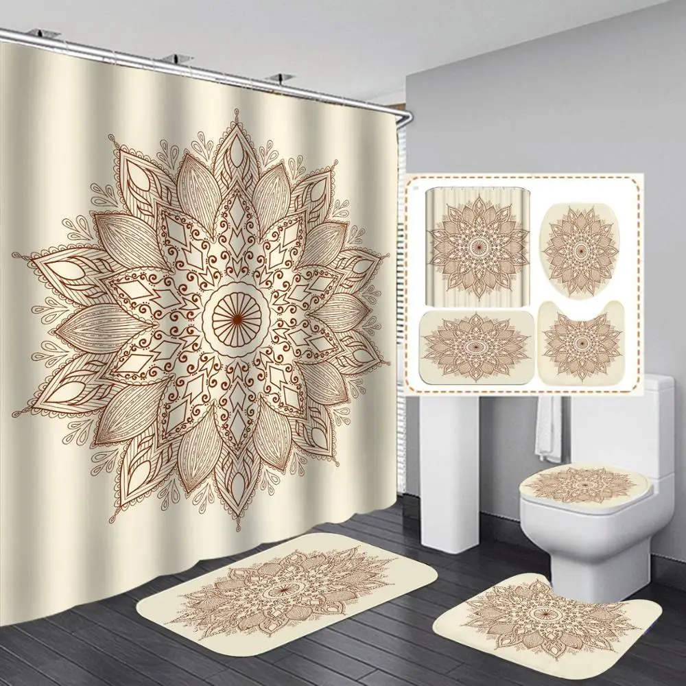 waterproof cloth white arrow bathroom black shower curtain 4 piece set carpet cover bath mat pad toilet cover for home decor free global shipping