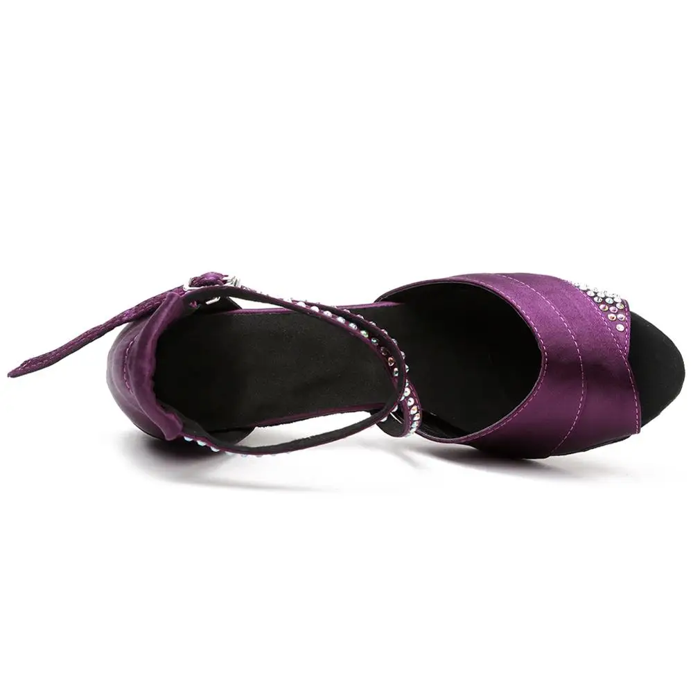 Женские атласные туфли для латиноамериканских танцев со стразами девушек и