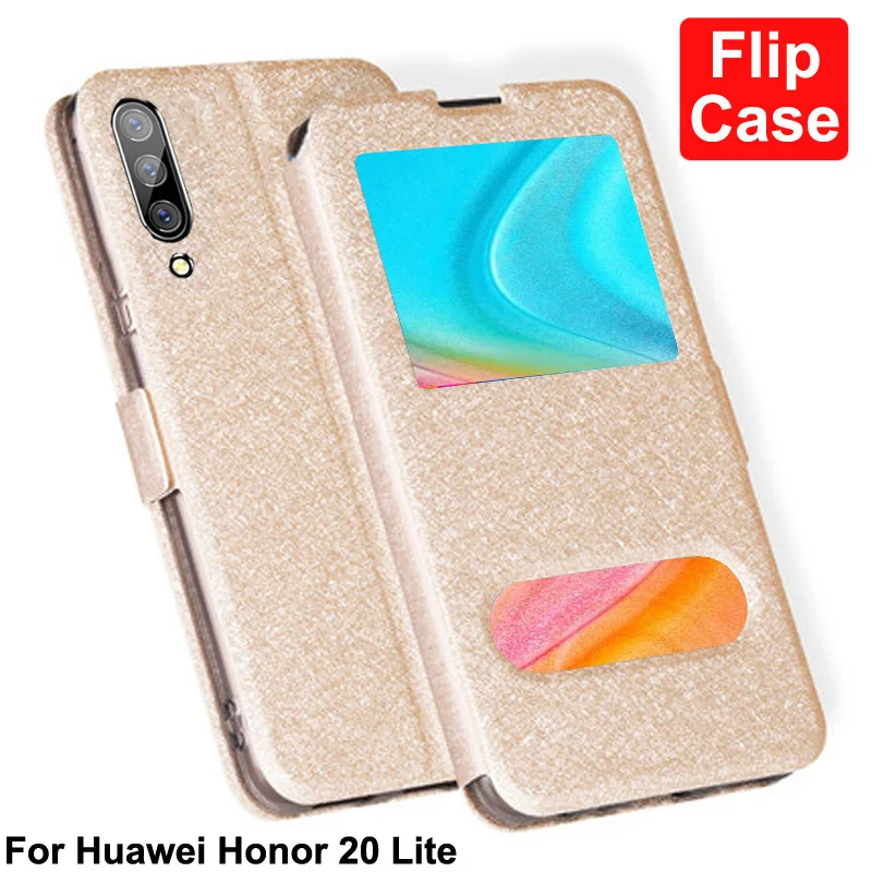 Чехол книжка с открытым окошком для Huawei Honor 20 Lite кожаные чехлы телефонов Honor20
