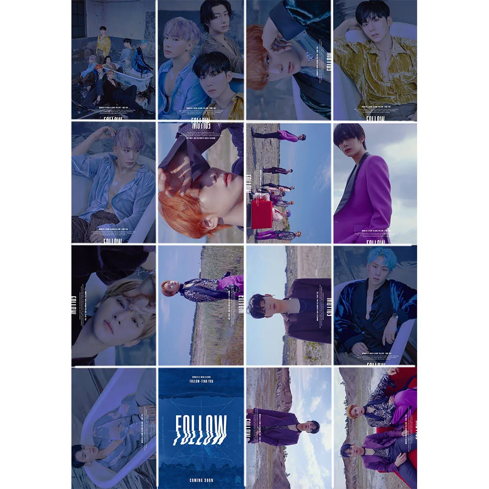 Monxta X photocard новый альбом Follow:Find You kpop MONSTA Photo Lomo Card 16 шт./компл. высокое качество |
