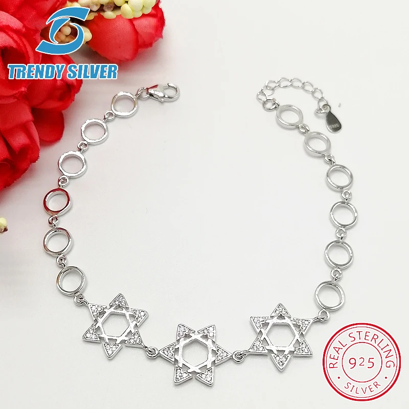 

925 sterling silver with zirconia braceles bracelet for woman gifts for women femme jewelry jewellery luxury fashion david star