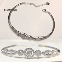 luowend 100 real 18k au750 solid white gold bangle natural diamond bracelet cocktail jewelry customize bridal statement party