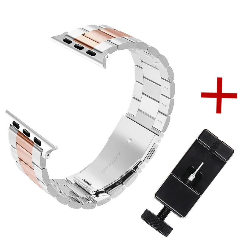 Ремешок для часов Joyozy из нержавеющей стали для Apple Watch 38 мм 42 мм 40 мм 44 мм сменный ремешок для часов iwatch серии 4 5 3 2 1 - Цвет ремешка: Rose and sliver