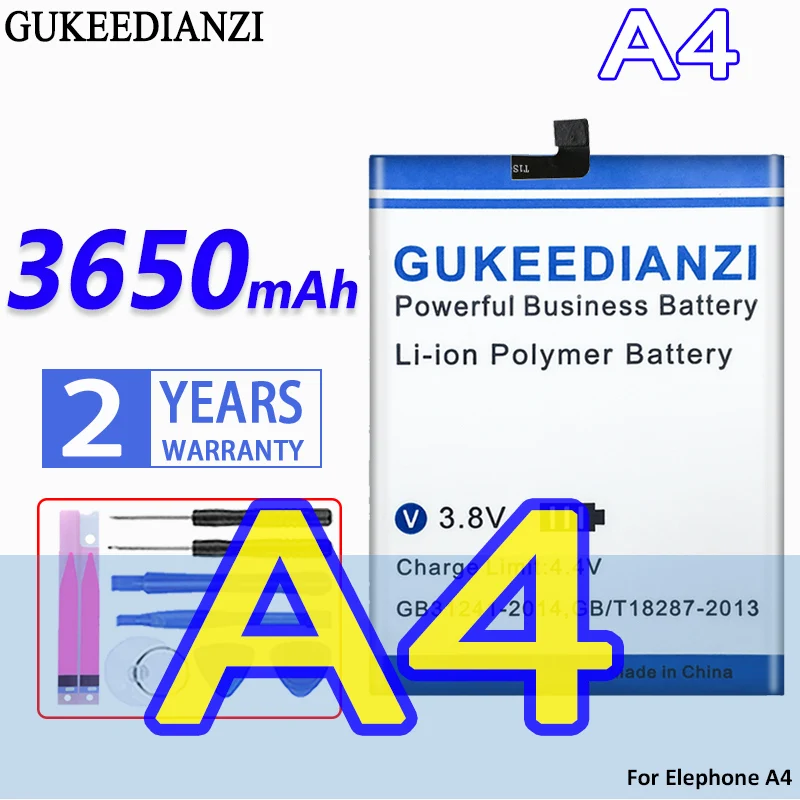 

GUKEEDIANZI высокое Ёмкость Батарея A4 3650 мАч для Elephone A4 мобильный телефон Bateria