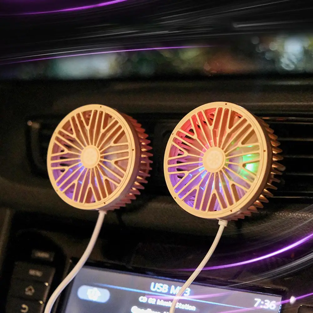 

3 Speed Adjustable USB Electric Car Auto Air Vent Clip Outlet Fan Mini LED Light 7 Blade Air Cooler Powerful LED Light Mini Size