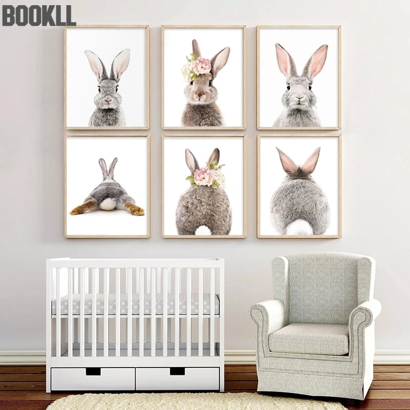 

Baby Animal Rabbit Canvas Poster Nursery Bunny Wall Art Print Painting Nordic Picture Kids Bedroom Decoration Home Decor