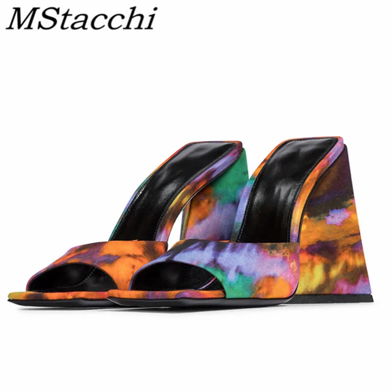 

MStacchi Sexy High Heel Sandals Women's Slides Open Toe Thick-Soled Ladies Slippers Party Mules Shoes Women Sandalia Feminina