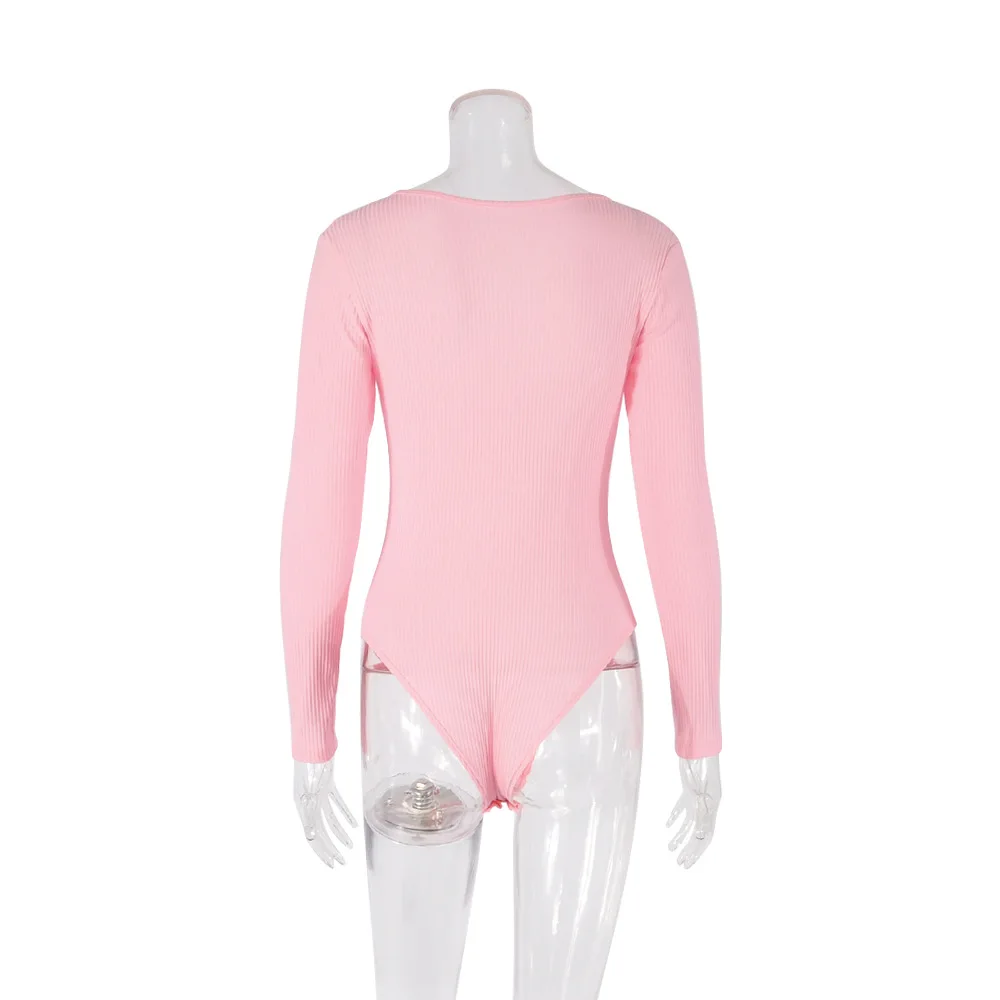 Женское облегающее боди с длинным рукавом и V образным вырезом|Боди| |