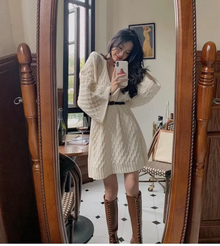 

Ladies luxury Dress autumn dress women 2021 robes casual women dresses Layered Sleeve Flower Layered Cake Dress