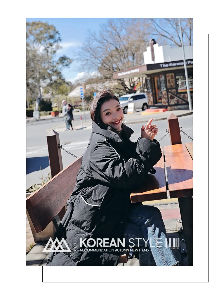 Hong Kong Style Thick Long Lace-up Cotton Coat Women's Winter Style Students Cotton-padded Jacket down Feather Cotton-padde