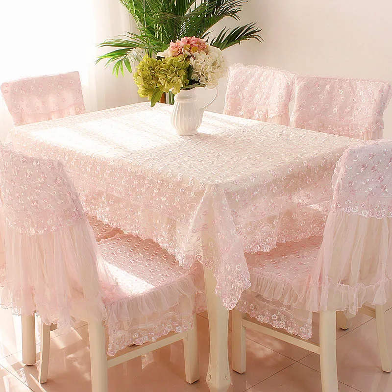 

Proud Rose Rural Lace TableCloth Pink Embroidered Rectangular Modern Tablecloth Eedding Home Party Decoration Chair Cushion