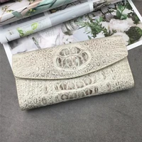 authentic exotic crocodile skin womens long white wallet female large card holders genuine alligator leather lady clutch purse