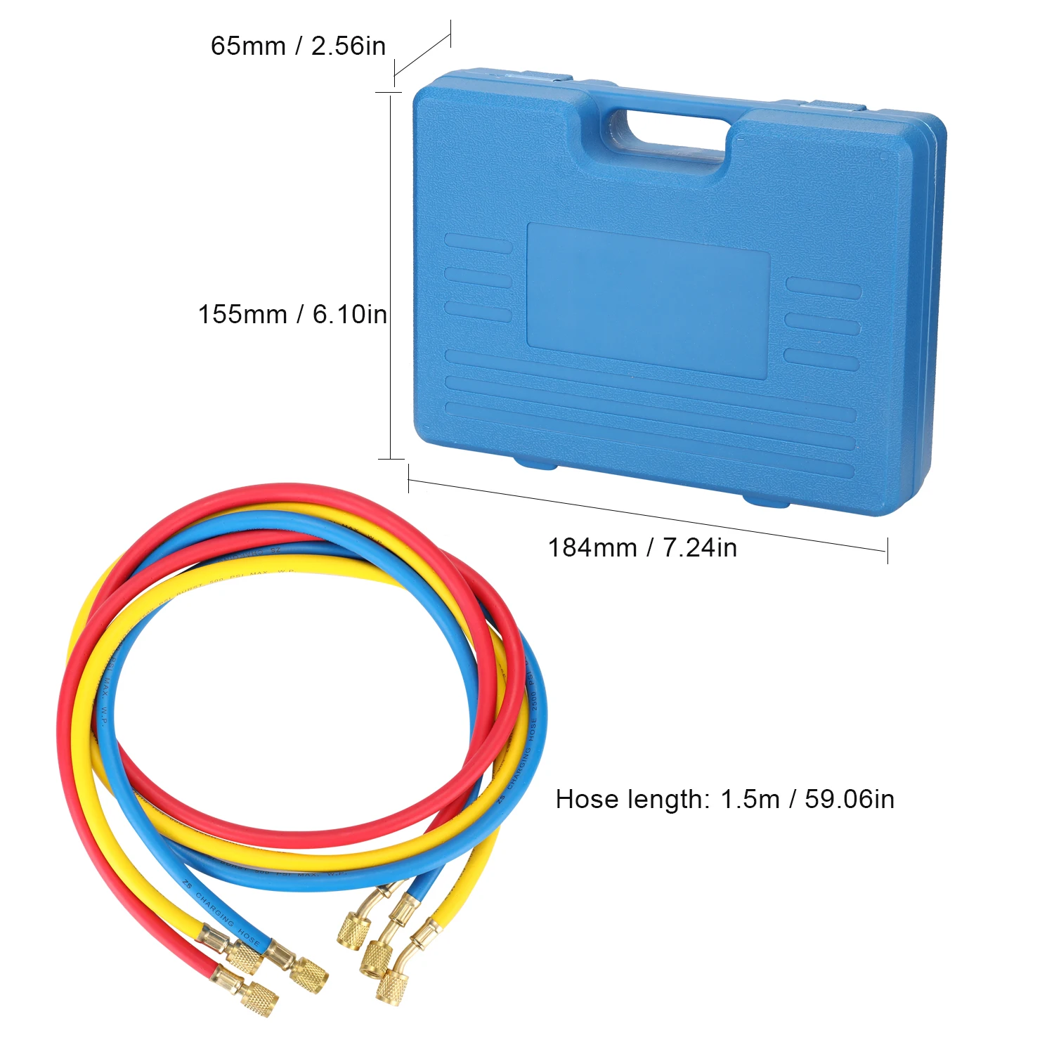 

Manifold Dual Gauges Set Refrigeration Equipment Pressure Measuring Tool Kit with 3 Recharge Hoses Refrigerant Gauge Kit