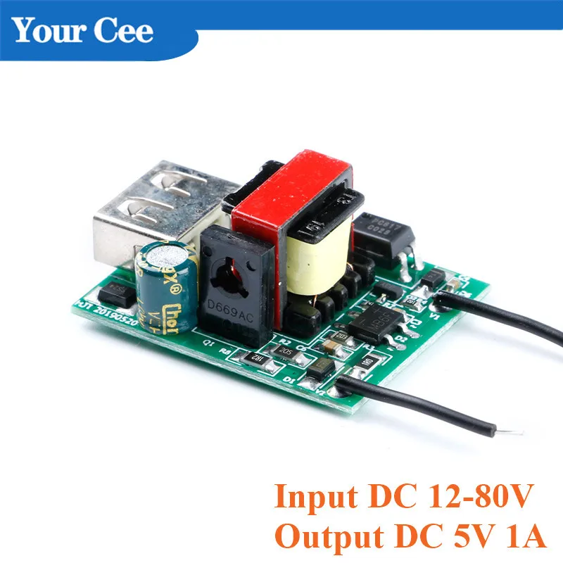 USB Converter Stabilizer DC-DC Buck Step Down Module 12V 24V 36V 48V 72V to 5V 1A Galvanic Isolated Power Supply | Электронные