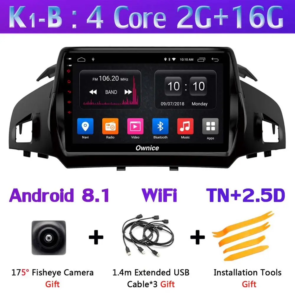 K1-B Панорамная камера 360 ° 4G SIM WiFi Android 9,0 4G+ 64G SPDIF DSP CarPlay Автомобильный плеер для Ford Kuga 2013- C-Max gps радио - Цвет: K1-B