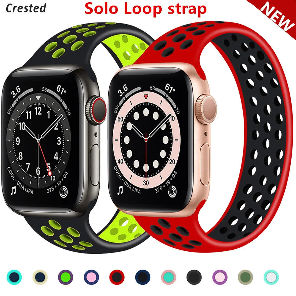 Ремешок Solo Loop для Apple Watch Band 44 мм 40 42 38 Воздухопроницаемый Силиконовый эластичный