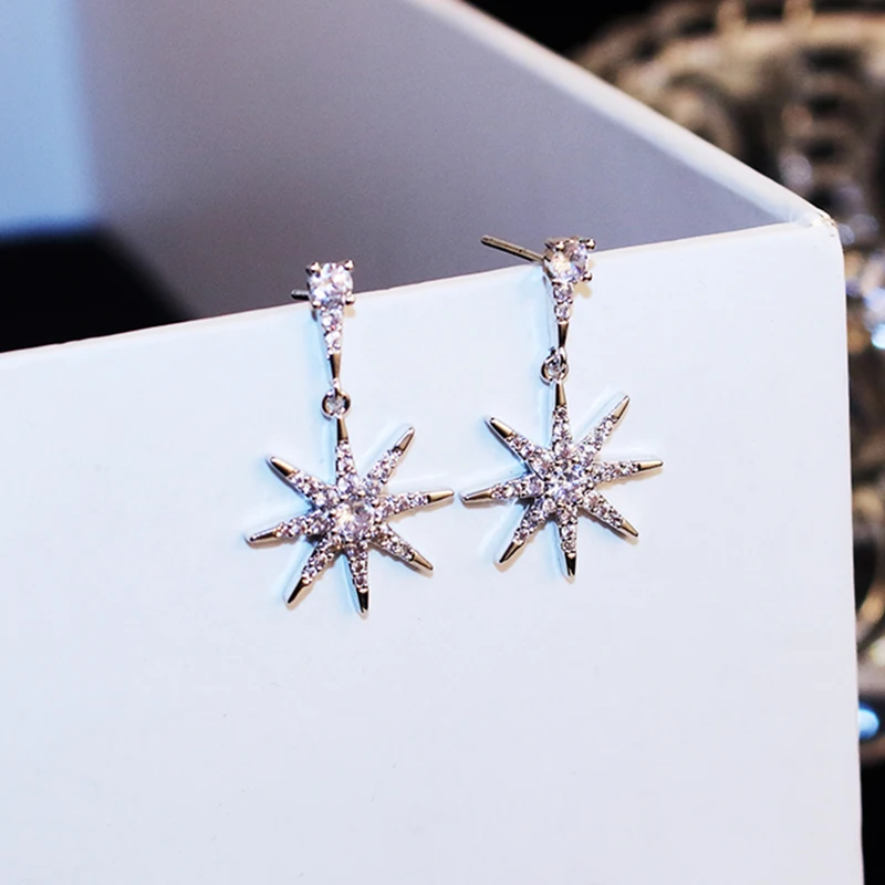 

Trendy Exquisite Crystal Sun Flower Earrings for Women High Quality Designer Creativity Jewelry Bling AAA Zircon S925 Needle Hot