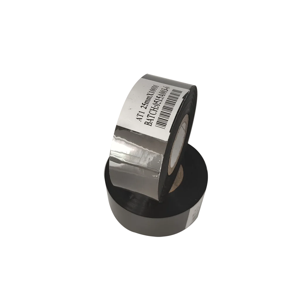 Ленточная фольга черного цвета для маркировки даты в пластиковом пакете
