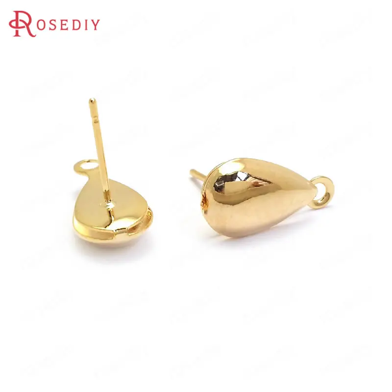 (37135)20PCS 17x9MM 24K Gold Color Brass Drop Shape Stud Earrings High Quality Jewelry Making Supplies Diy Findings Accessories | Украшения