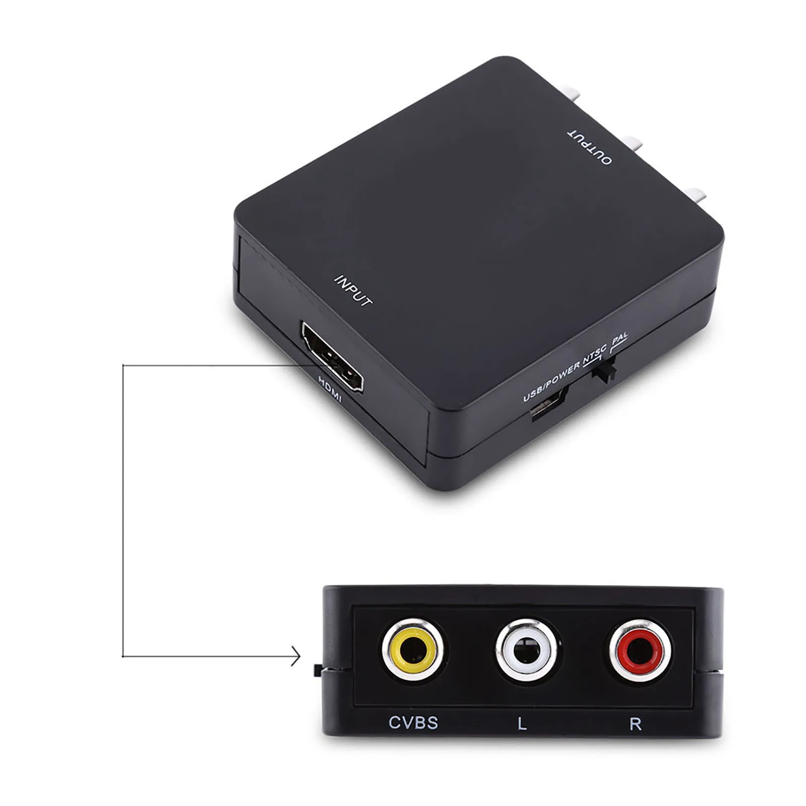 Portable Mini Digital Compatible to RCA Composite Video Audio AV CVBS Adapter New Converter 720p/1080p Hot Sale |