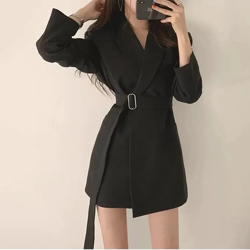 

2021 Spring New European and American Women's Fashion All-match Mid-Length Korean version Suit Jacket FC634