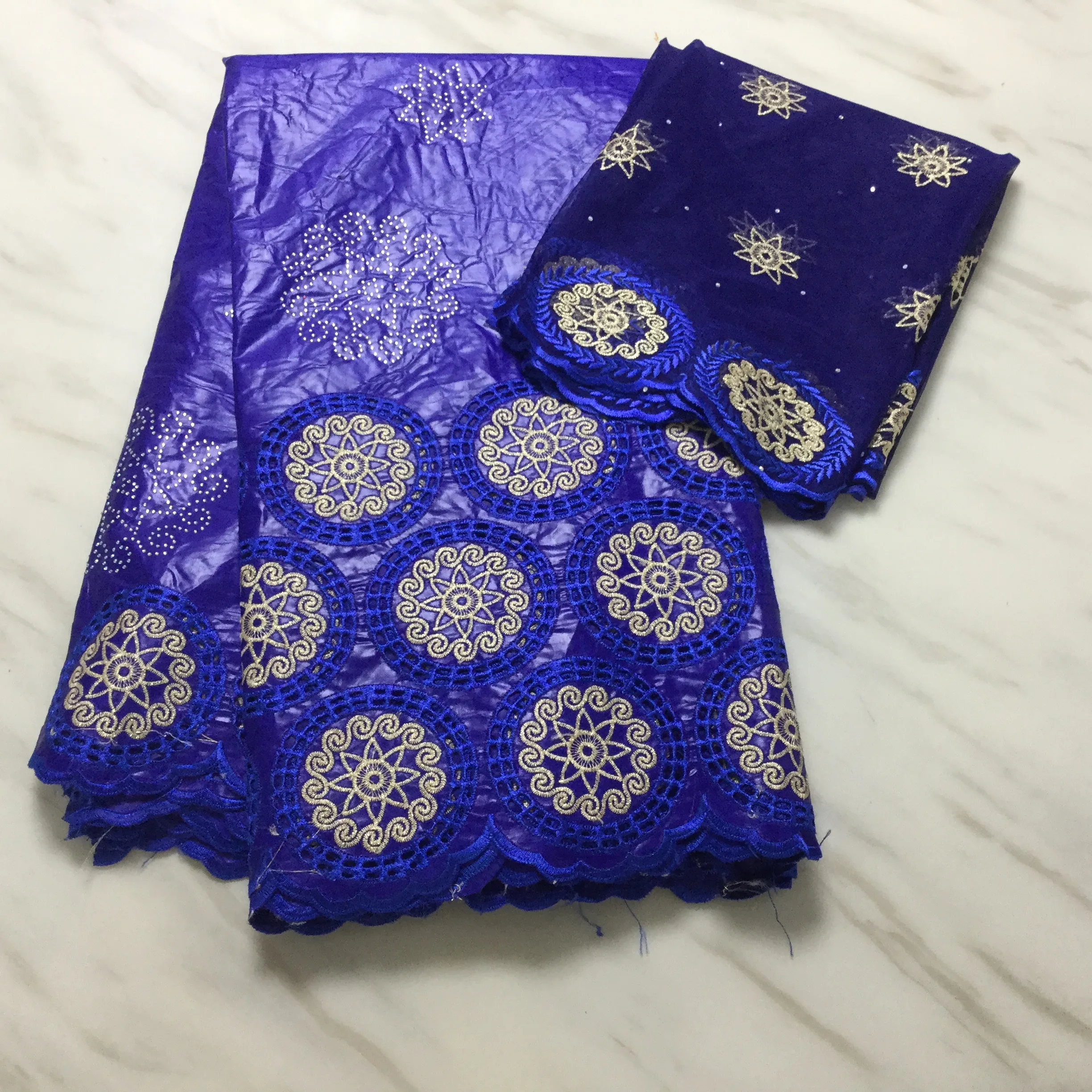 New hot sale African Bazin Riche Getzner Lace Fabric With stone Embroider Tulle for dress 2+5 yards FFP1123 | Дом и сад