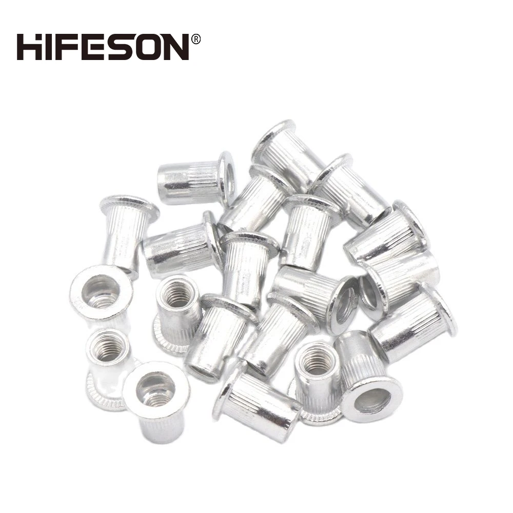 

20 pcs/lot Aluminum Alloy Rivets Nuts Insert Flat Head Threaded Nut sert Cap for Riveter Riveting Nut Gun Tools