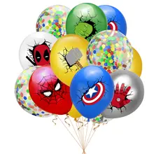 10pcs/set Disney Spider-Man Birthday Balloon Hulk Captain America Gold Sequin Balloon Set anime Character Birthday Party gifts