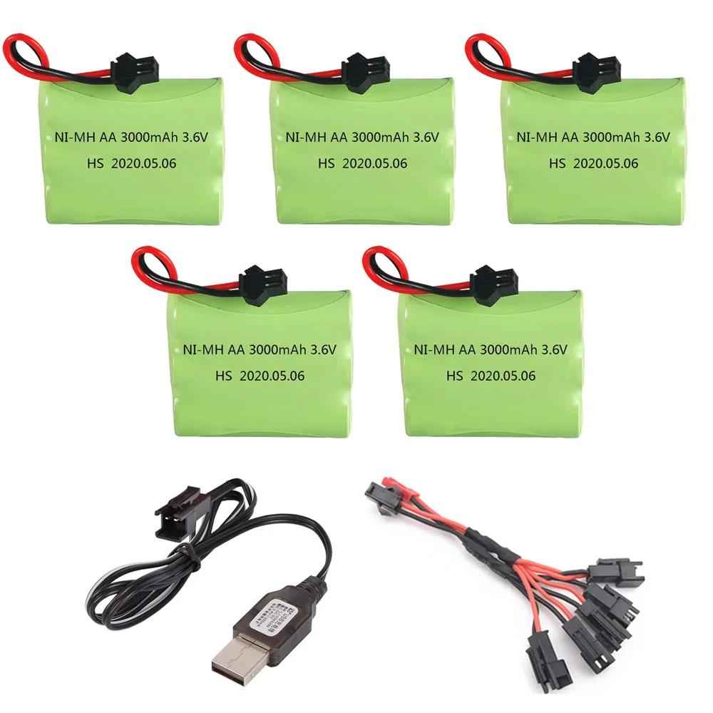 NiMH аккумулятор 3 6 В 3000 мАч и зарядное устройство USB для Rc игрушечного автомобиля