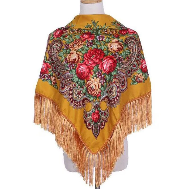 

2022 Retro Printed Scarf Winter Shawl Autumn And Winter Warm Cotton Russian Women's Shawl Ethnic Style Tassel Scarf Shawl