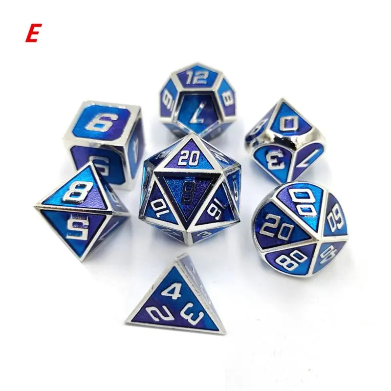 

7pcs Metal Dice Set D&D Board Game Polyhedral Dice for RPG Role Playing Game