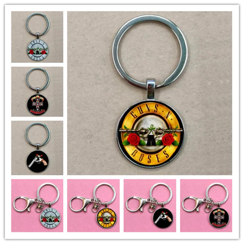 Модный трендовый брелок с изображением пистолета розы стеклянный купол BPGNR