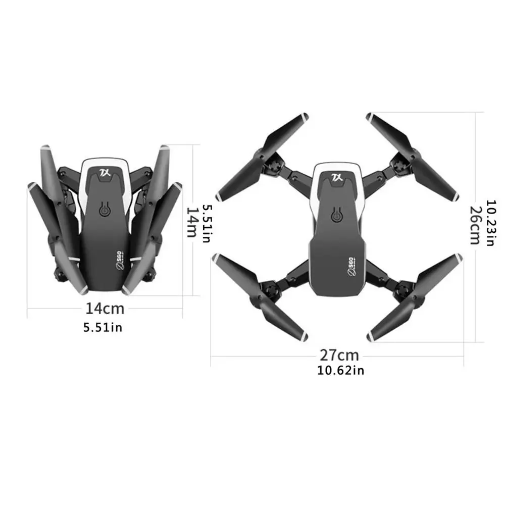 

S60 Toy Drone Dual Camera Wide Angle Camera Wifi FPV Foldable Quadcopter With 4k/720P HD Aerial Photography Camera