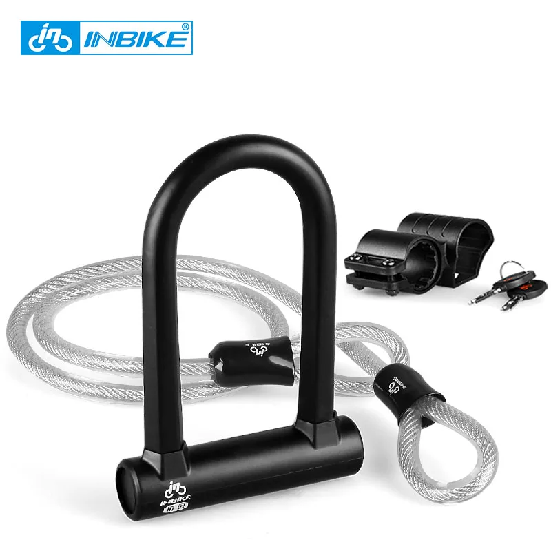 

INBIKE Bike U Lock Anti-theft MTB Road Bike Bicycle Lock Cycling Accessories Heavy Duty Steel Security Bike Cable U-Locks Set
