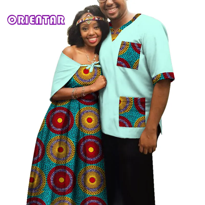 17 Traditional African Clothes for Couples Men Women African Print Long Dress Tops T Shirt Casual Ball Gown Lover Clothing WYQ181 - Цвет: 17