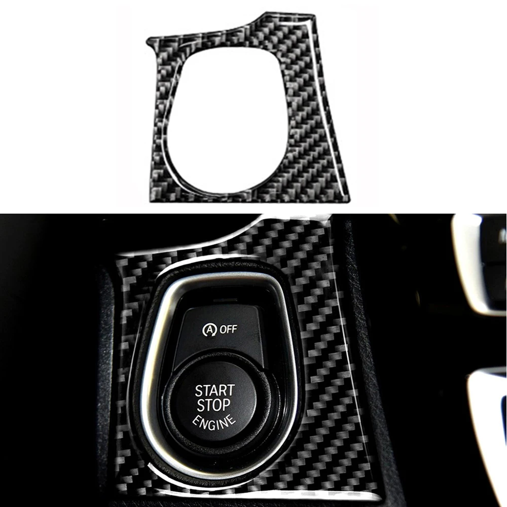 

Carbon Fiber Auto Car Interior Ignition Switch Engine Start Stop Button Keyhole Ring Cover Trim Sticker for BMW F30 F34 3 Series