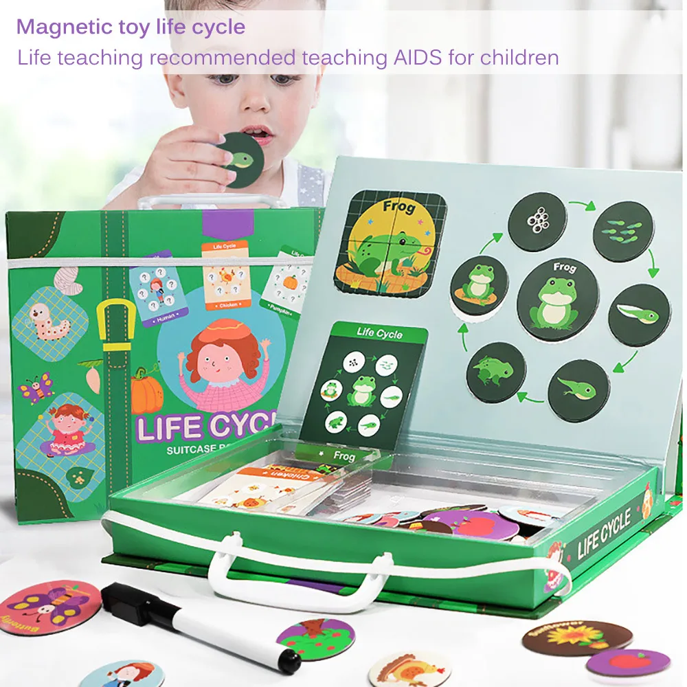 

Магнитные пазлы для развития животных, головоломка Монтессори цикла жизни, развивающая игрушка для раннего детства, детские игрушки