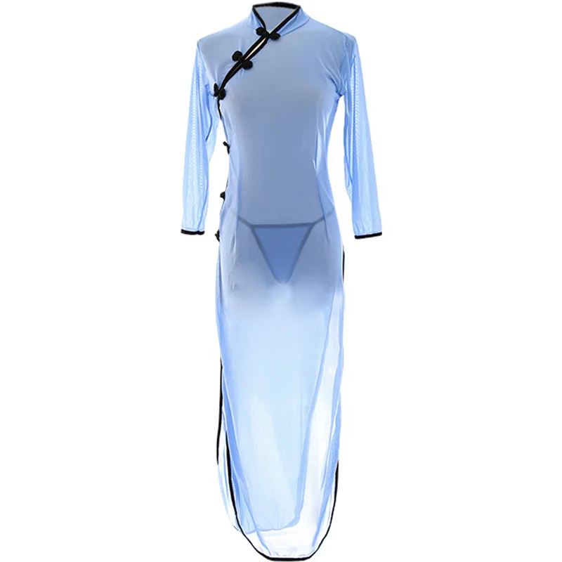 New Tulle Republic Wind Long Section Perspective Comfortable Nightdress Set Sleepwear Woman Lingerie Sets | Женская одежда