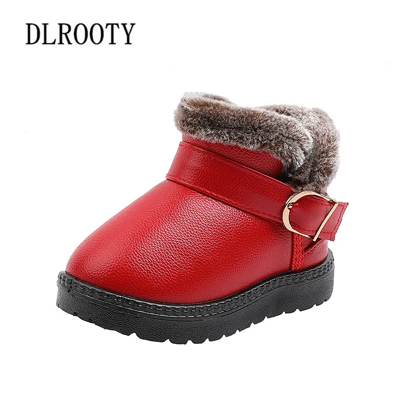Winter Children Snow Boots Warm Shoes For Boy Girl Plush Flat Baby Kid Outdoor Fashion Thick Ankle Boots Non-slip