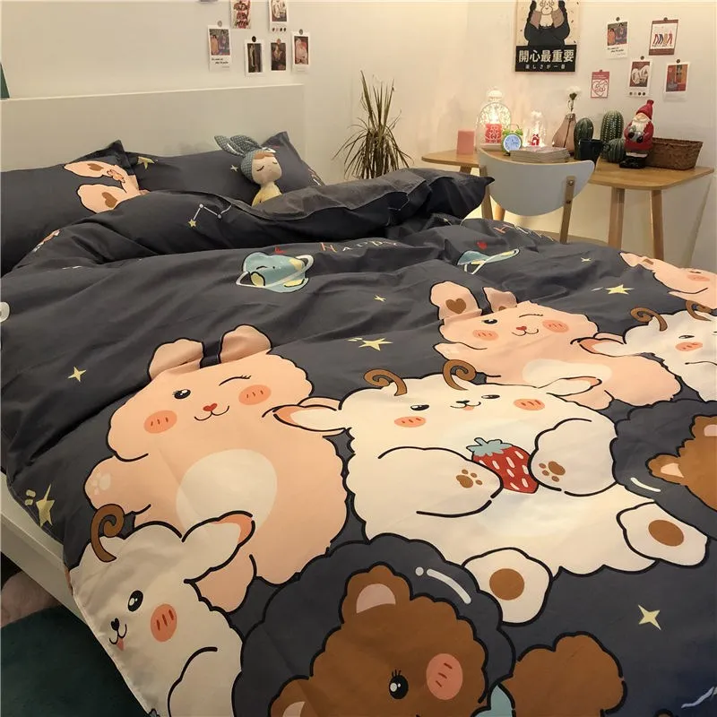 

Plaid Cotton Cute Sheets Solid Color Nordic Luxury Queen Size Sheets Baby Set Pillow Case Sabanas Household Goods DFCD