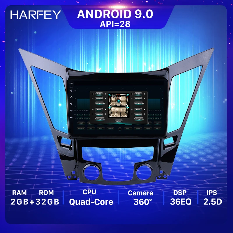 GPS навигационная система Harfey 9 &quotAndroid 0 для HYUNDAI Sonata i40 i45 2011 2015 с TPMS DVR OBD II AUX USB SD SWC 3G