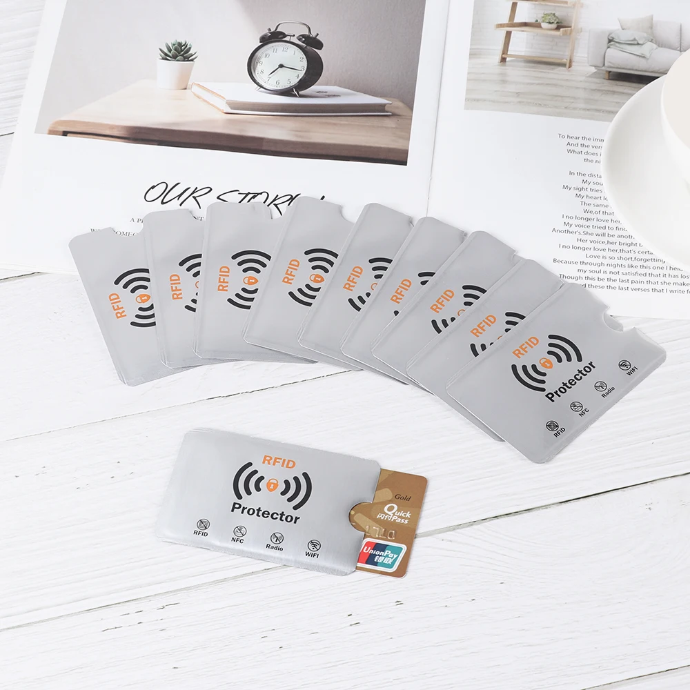 10 шт Противоугонный с защитой от RFID, для карт протектор рукав для предотвращения сканирования неавторизованного сканирования держателя карты аксессуары