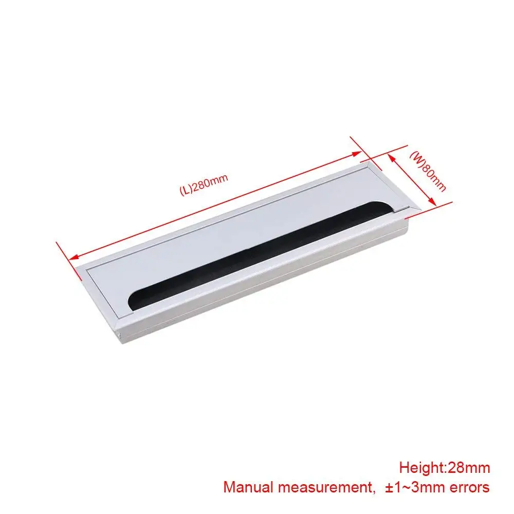 

Серебряный алюминиевый сплав стол прямоугольник провод кабель втулка отверстие крышка выход порт с щеткой 1 шт. 28x8x3cm