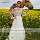 Lakshmigown блестящее свадебное платье в стиле бохо с длинным рукавом 2022 Sukienka корсет сексуальный для невесты трапециевидный стиль