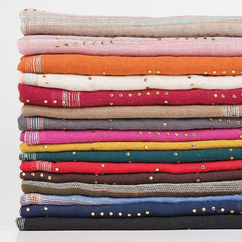 Модная исламская женская шаль с золотыми морщинами хиджабы шарфы Арабский Дубай