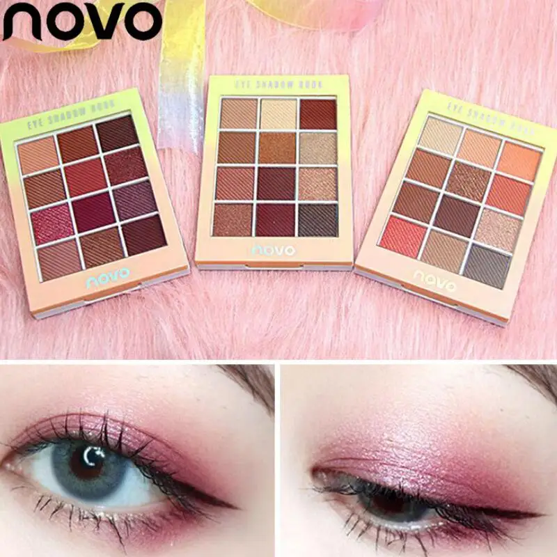 Палетка матовых теней для век 12 цветов блестящие мерцающие тени стойкие