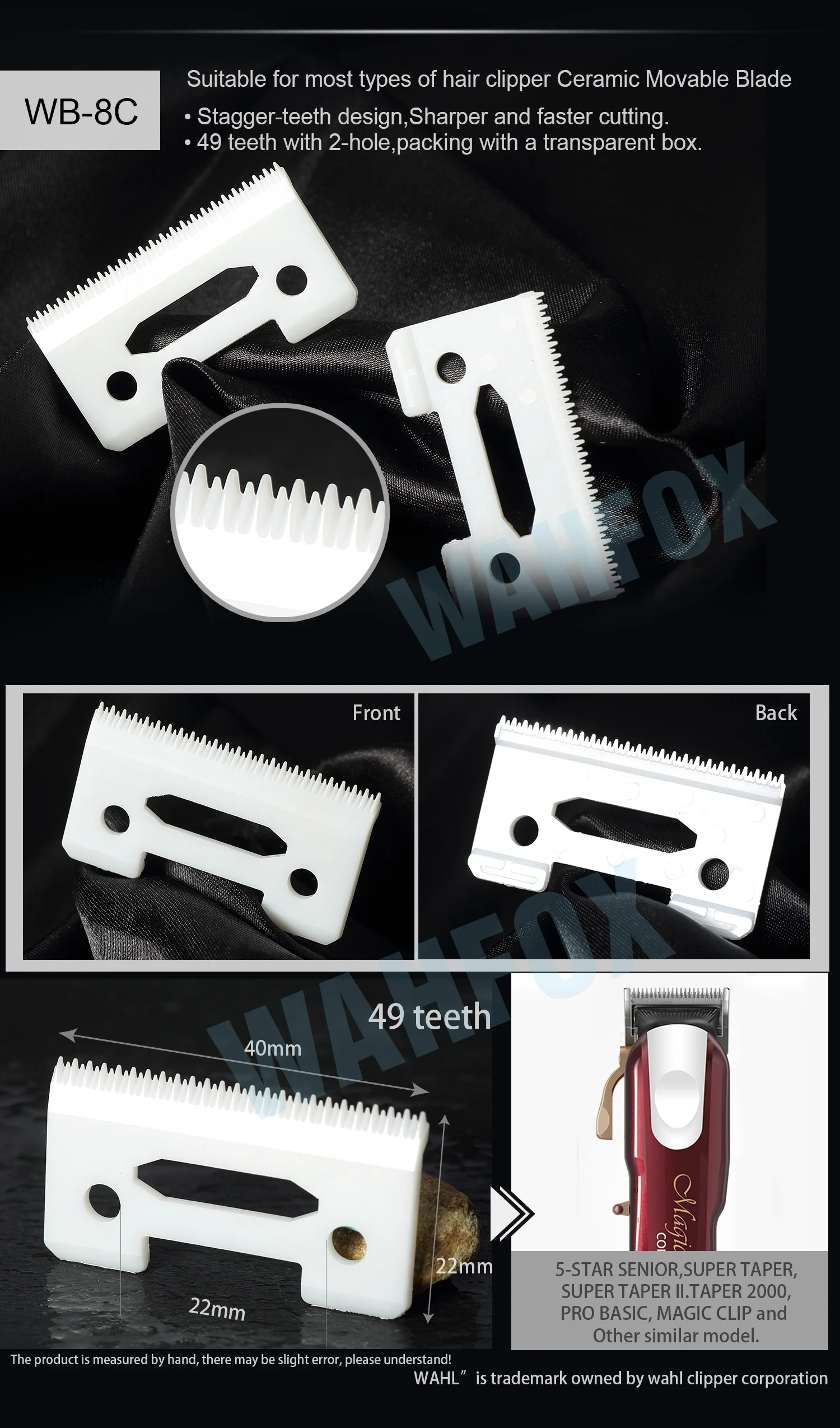 WAHFOX 2 шт./компл. Керамика подвижное лезвие отверстие шатается зуб лезвия с
